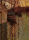 Egon Schiele Harbor of Trieste painting